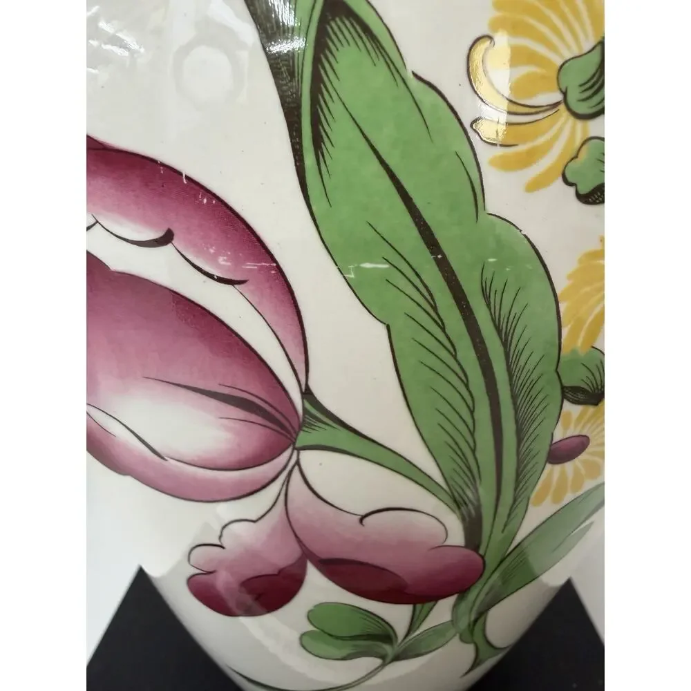Vintage Spode Earthenware Vase Marlborough Sprays Floral Motif England Retired